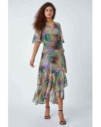 Roman - Abstract Print Maxi Wrap Dress - Lyst