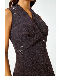 Roman - Shimmer Twist Detail Stretch Dress - Lyst