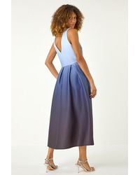 Roman - Ombre Pleated Luxe Stretch Midi Dress - Lyst