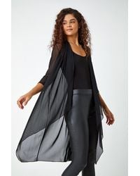 Roman - 3/4 Sleeve Mesh Longline Kimono - Lyst