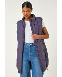 Roman - Quilted Zip Detail Longline Gilet - Lyst