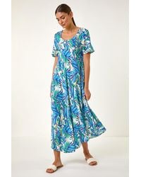 Roman - Leaf Curved Hem Midi T-Shirt Dress - Lyst