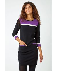 Roman - Colour Block Knitted Shift Dress - Lyst