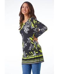 Roman - Leaf Border Print Stretch Tunic - Lyst