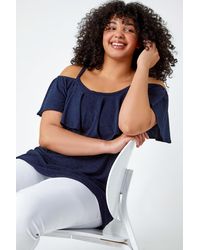 Roman Curve - Cold Shoulder Frill Detail Top - Lyst