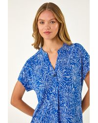 Roman - Abstract Print V-Neck Stretch Top - Lyst