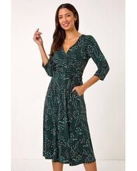 Roman - Paisley Print Wrap Midi Dress - Lyst