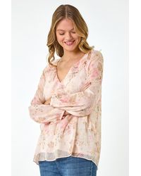 Roman - Floral Print Frill Detail Top - Lyst