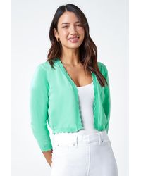 Roman - Scalloped Edge Stretch Knit Shrug - Lyst