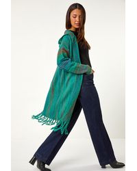 Roman - Hooded Knit Longline Cardigan - Lyst