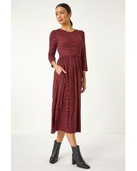 Roman - Geometric Pocket Stretch Midi Dress - Lyst