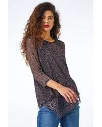Roman - Metallic Animal Print Asymmetric Top - Lyst