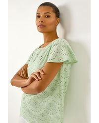 Roman - Broderie Short Sleeve Top - Lyst