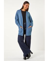 Roman - Soft Denim Longline Knit Cardigan - Lyst