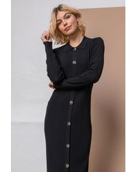 D.u.s.k - Polo Collar Knitted Midi Dress - Lyst