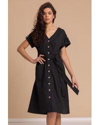 Roman - Cotton Belted Midi Shirt Dress - Lyst
