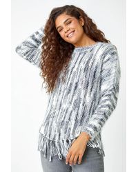 Roman - Textured Fringed Knitted Jumper - Lyst