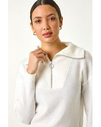 Roman - Collar Zip Neck Knit Jumper - Lyst