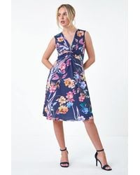 Roman Petite - Floral Twist Front Stretch Dress - Lyst