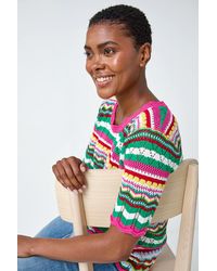 Roman - Wave Print Knitted Cotton Top - Lyst