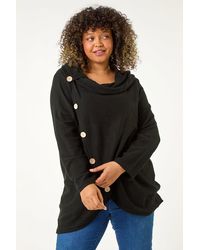 Roman Curve - Cowl Neck Button Wrap Top - Lyst