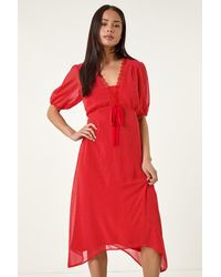 Roman Petite - Spot Print Lace Bow Midi Dress - Lyst
