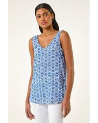 Roman - Tile Print Cami Stretch Top - Lyst
