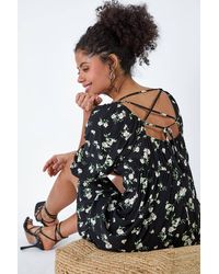 D.u.s.k - Floral Tie Back Frill Hem Dress - Lyst