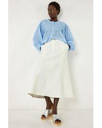 Roman - Cotton Denim Panelled Midi Skirt - Lyst