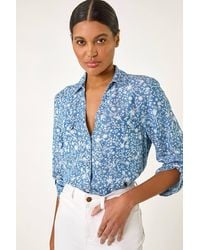 Roman - Floral Print Button Through Shirt - Lyst