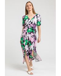 Roman Petite - Frill Waist Floral Midi Dress - Lyst