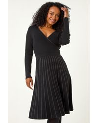Roman Petite - Metallic Pleat Knitted Dress - Lyst