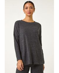 Roman - Relaxed Ribbed Side Split Top - Lyst