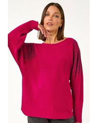 Roman - Leaf Hotfix Batwing Knit Jumper - Lyst