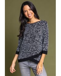 Roman - Shimmer Animal Print Asymmetric Top - Lyst