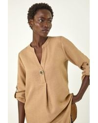 Roman - Horn Button Detail Longline Top - Lyst