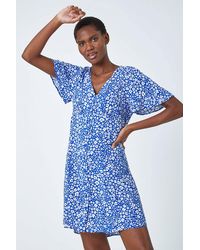 Roman - Ditsy Floral Print Button Dress - Lyst