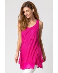 Roman - Stretch Lace Hanky Hem Vest Top - Lyst