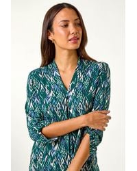 Roman - Abstract Print Front Pleat Stretch Top - Lyst