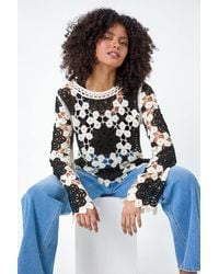 D.u.s.k - Floral Crochet Knit Jumper - Lyst