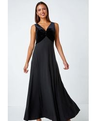 Roman - Velvet Twist Front Maxi Stretch Dress - Lyst