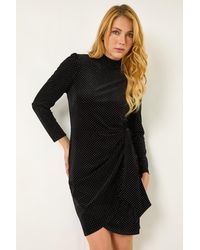 D.u.s.k - Velvet High Neck Stud Bodycon Dress - Lyst