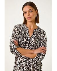 Roman - Abstract Print Pintuck Shirt - Lyst