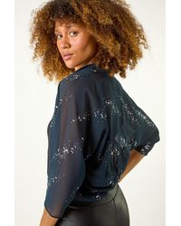 Roman - 3/4 Sleeve Sequin Chiffon Bolero - Lyst