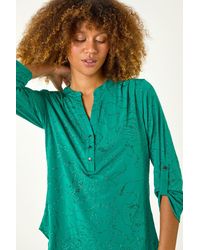 Roman - Metallic Linear Floral Stretch Shirt - Lyst