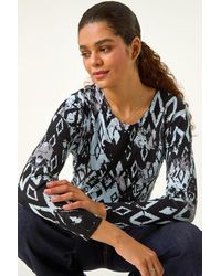 Roman - Print Embellished Hotfix Detail Jumper - Lyst