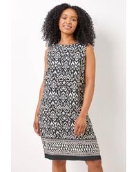 Roman Petite - Abstract Border Print Shift Dress - Lyst