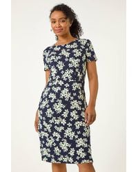 Roman Petite - Floral Print Pocket Stretch Dress - Lyst