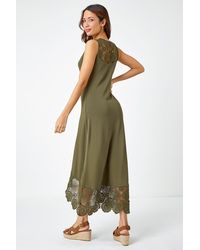 Roman - Sleeveless Crochet Hem Midi Dress - Lyst