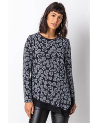 Roman - Glitter Animal Print Asymmetric Hem Top - Lyst
